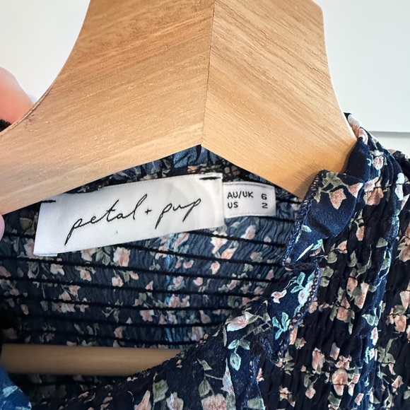 Petal & Pup Edwina Shirred Frill Long Sleeve Mid Dress Size 2 - Picture 3 of 3